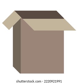 long open cardboard box for moving or for sending a parcel at the post office, isolated object on a white background, vector illustration, eps