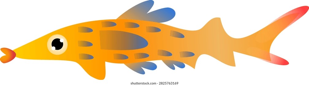 long orange spotted predatory fish with sharp slender body