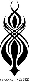 Long ornament tattoo, tattoo illustration, vector on a white background.