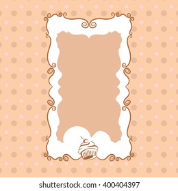 Long ornamental frame with sweet cupcakes
