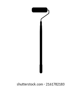 Long Paint Roller Silhouette. Black and White Icon Design Element on Isolated White Background