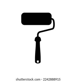 Long Paint Roller Silhouette. Black and White Icon Design Element on Isolated White Background