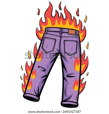 long pair of pants with flames isolated vector