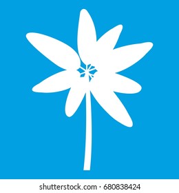 Long palm icon white isolated on blue background vector illustration