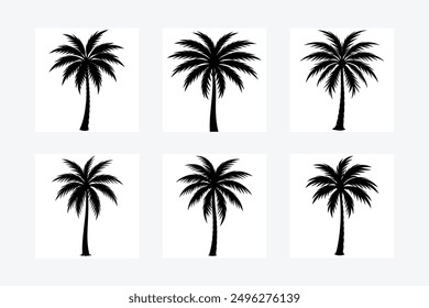 Long Palm Tree Silhouette Vector 