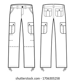 Long pants cargo vector illustration flat outline template