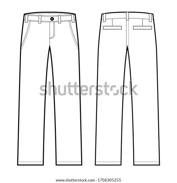 長いズボンのベクターイラストのフラットアウトラインテンプレート のベクター画像素材 ロイヤリティフリー