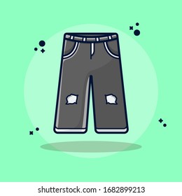 Long Pants, Jeans Denim Vector Illustration. Flat Cartoon Style Suitable for Sticker, Wallpaper, Icon, etc.