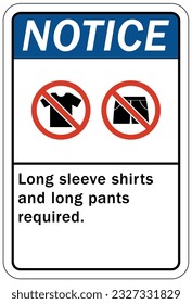 Long pants and sleeve safety sign and labels