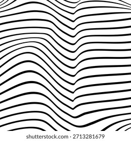 Fondo ondulado paralelo largo de la línea Patrón Abstractas inconsútil de la curva fluida en blanco y negro, textura moderna del flujo mínimo para los Fondos de pantalla, la marca, el empaquetado y los gráficos digitales
