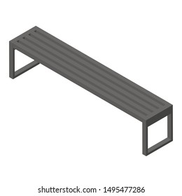 Long park bench icon. Isometric of long park bench vector icon for web design isolated on white background