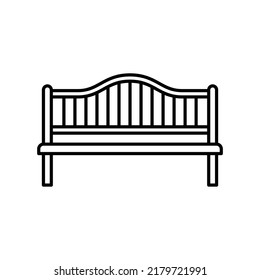 Long park bench icon in outline style