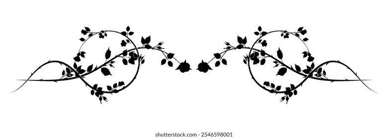 long pattern roses weaving plant element. vector stock image