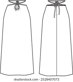 long pencil skirt with low-cut waist