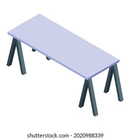 Icono de tabla de picnic largo. Isométrico del icono del vector de tabla de picnic largo para el diseño web aislado en fondo blanco
