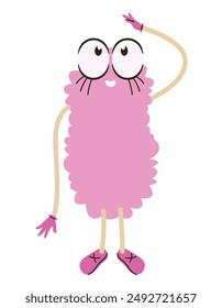 Long pink monster. Funny Halloween character.
