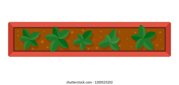 Long plant pot icon. Flat illustration of long plant pot vector icon for web design