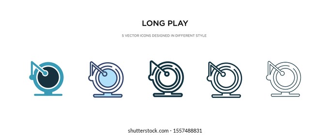 long play icon in different style vector illustration. two colored and black long play vector icons designed in filled, outline, line and stroke style can be used for web, mobile, ui