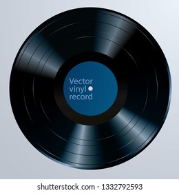 Grabación de vinilo larga con etiqueta editable en blanco, ilustración realista vector