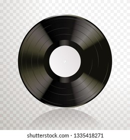 Grabación de vinilo de largo juego con etiqueta editable en blanco en blanco en blanco, ilustración de vector realista