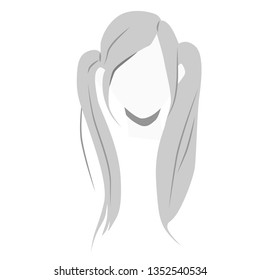 Long ponytails flat illustration on white