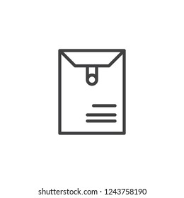 Long postal envelope outline icon. linear style sign for mobile concept and web design. Dossier envelope simple line vector icon. Symbol, logo illustration. Pixel perfect vector graphics