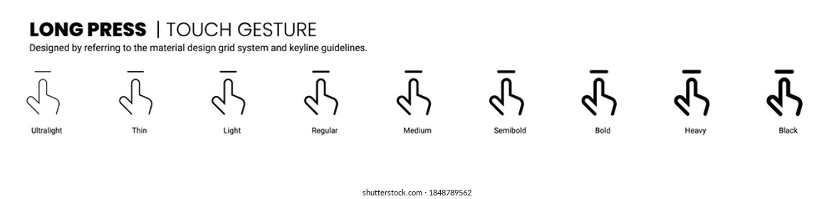 long press screen touch and gesture icon is designed to be simple, uncomplicated, and minimal referring to Google’s Material Design.