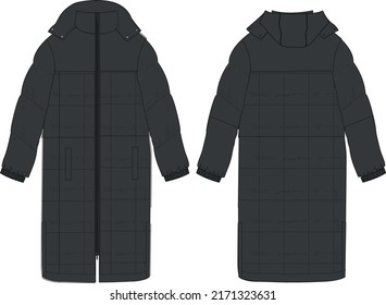 LONG PUFFER TECHNICAL SKETCH FASHION DESIGN 