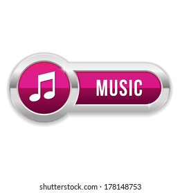 Long purple music button with metallic border