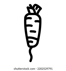 vector de icono de línea de rábano largo. signo de rábano largo. símbolo de contorno aislado ilustración negra