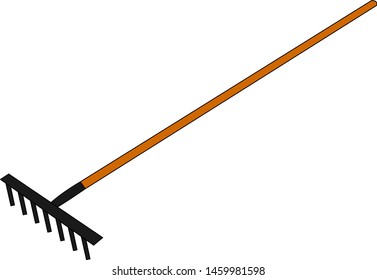 Largo rastrillo, ilustración, vector sobre fondo blanco.