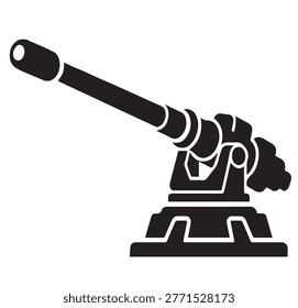 Long Range Howitzer Silhouette Vector Illustration Icon for Tactical Military Artillery and Modern Defense Weaponry Design Template Background