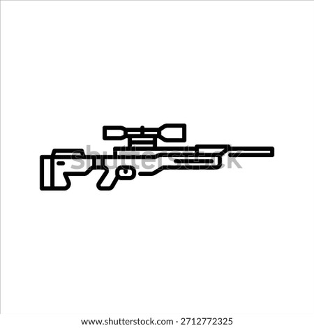 Long range rifle outline icon. firearm black line illustration.