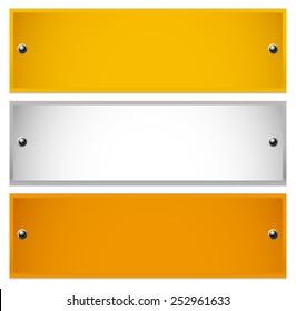 Long, rectangle golden, silver, bronze plaques  with rivets. Sheets of precious metals