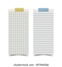 Long rectangle shape blank old paper and for note something. Realistic vector paper banner with shadow isolated on white. 