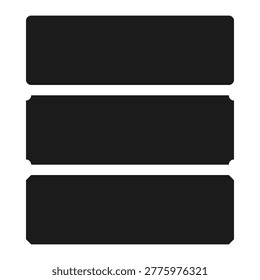 Long rectangle shape, corner-cut icons. Rectangular symbols with various cuts on each corner. Isolated on a white background.