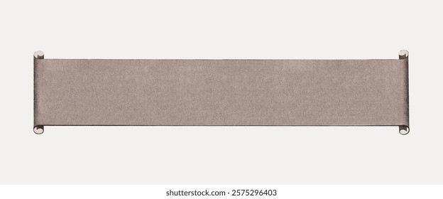 A long, rectangular, beige fabric banner with metal grommets at each corner. The banner is plain, suitable for customization, and ideal for various displays. Vintage style art, isolated vector.