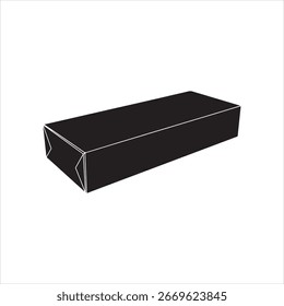 Long rectangular black box silhouette on a white background packaging product