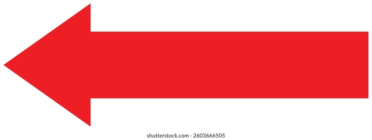 Long red arrow. Bold thine long arrow. Red long arrow isolated on a white background. Vector illustration