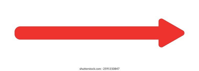Long red arrow icon vector pointing right. Arrow shape element. Bold arrow icon. Long arrows icon set. Vector set of trendy long arrows.