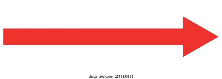 Long red arrow icon vector pointing right. Arrow shape element. Bold arrow icon. Long arrows icon set. Vector set of trendy long arrows.