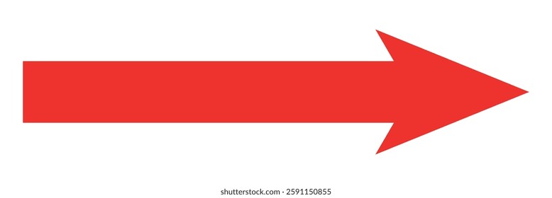 Long red arrow icon vector pointing right. Arrow shape element. Bold arrow icon. Long arrows icon set. Vector set of trendy long arrows.