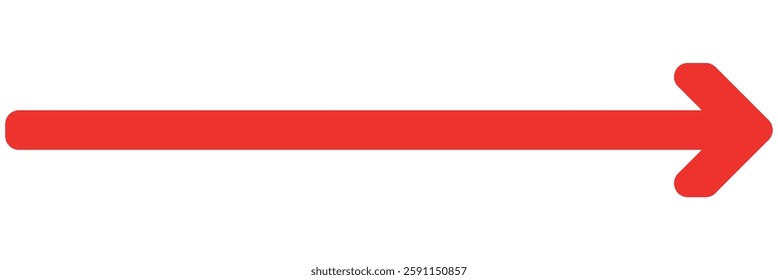 Long red arrow icon vector pointing right. Arrow shape element. Bold arrow icon. Long arrows icon set. Vector set of trendy long arrows.