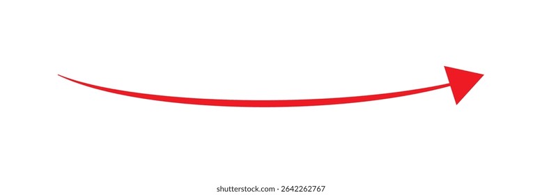 Long red arrow icon vector pointing right. Arrow shape element. Bold arrow icon. large size red long arrow.