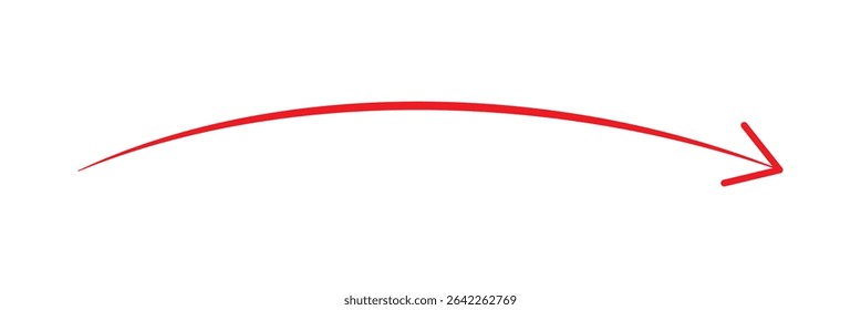 Long red arrow icon vector pointing right. Arrow shape element. Bold arrow icon. large size red long arrow.