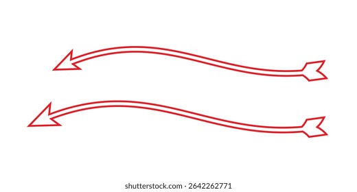 Long red arrow icon vector pointing right. Arrow shape element. Bold arrow icon. large size red long arrow.