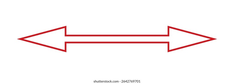 long red arrow icon vector. Thick long and Red arrow icon, long straight, right and left side arrow signs, indicated the direction symbol. long and straight arrow icon vector. Design eps 10