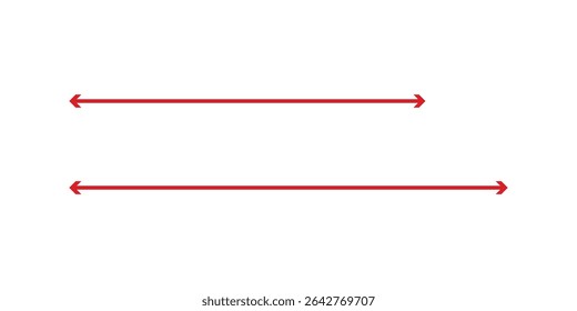 long red arrow icon vector. Thick long and Red arrow icon, long straight, right and left side arrow signs, indicated the direction symbol. long and straight arrow icon vector. Design eps 10