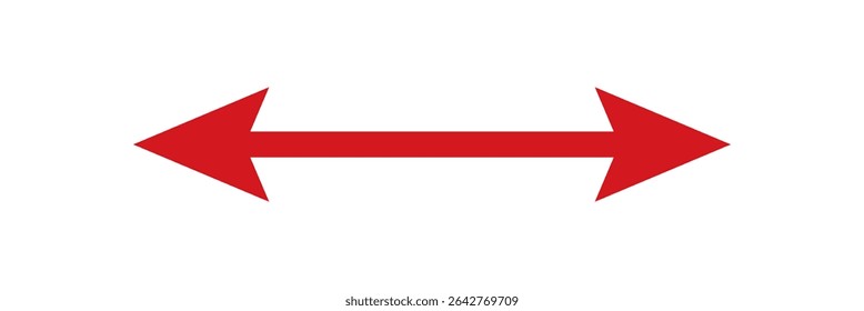 long red arrow icon vector. Thick long and Red arrow icon, long straight, right and left side arrow signs, indicated the direction symbol. long and straight arrow icon vector. Design eps 10