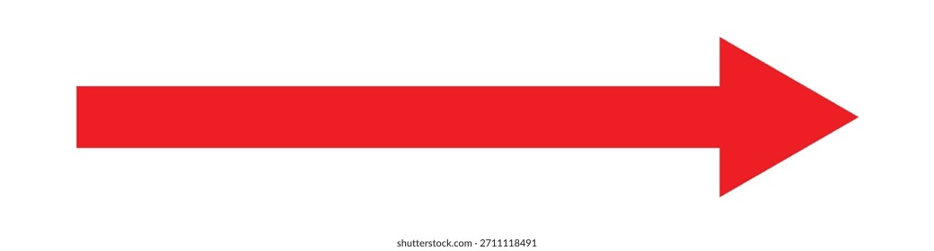 
Long red arrow isolated on white background. Straight vector arrow icon. Red long arrow to the right. Red arrow icon.
